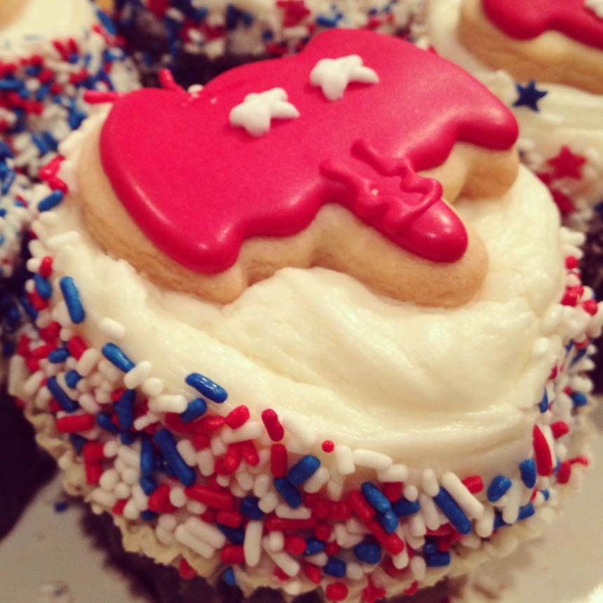 My mom asked my dad to get fun election cupcakes from Crumbs. He came back with only Republican cupcakes... Typical.